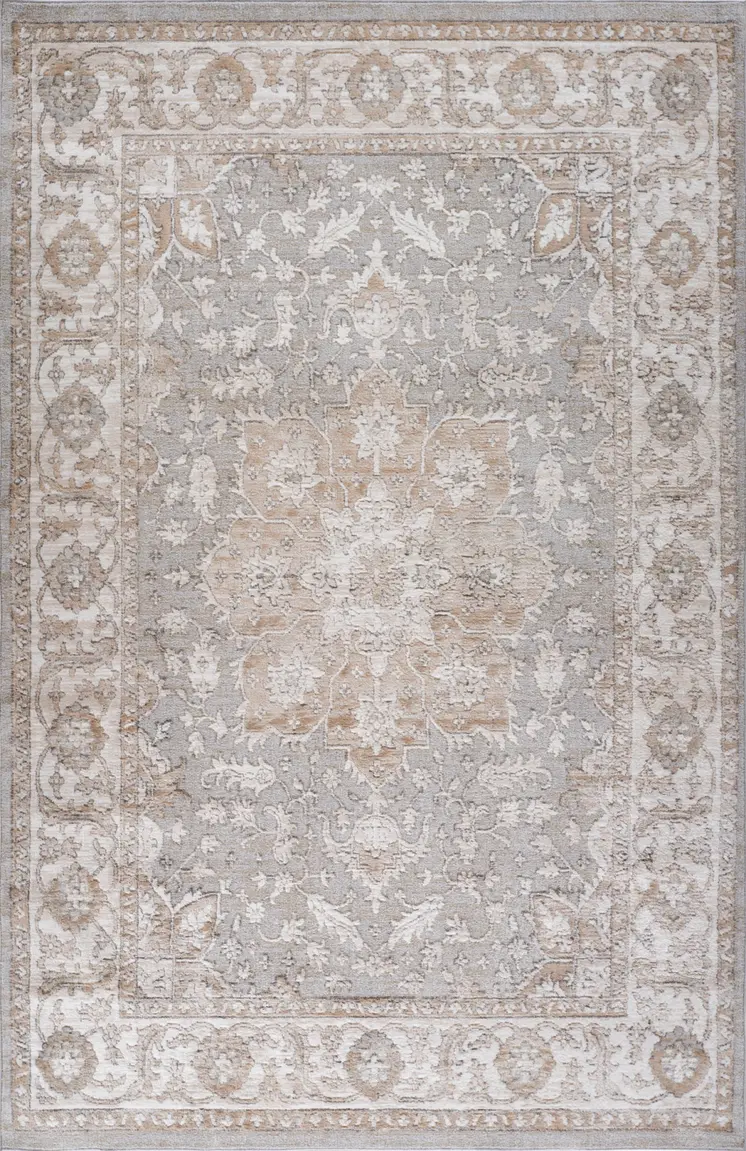 4' X 6' Beige and Gray Oriental Distressed Area Rug