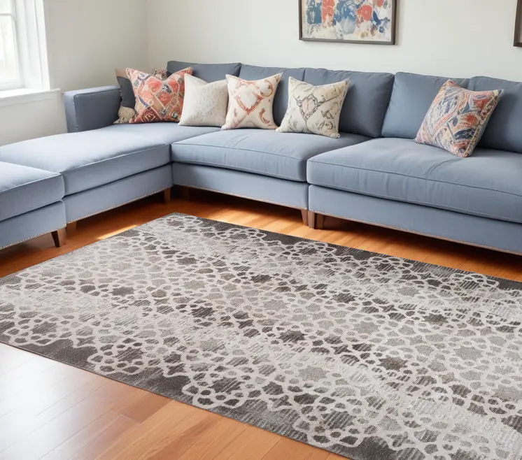 7' X 10' Brown and Beige Abstract Distressed Area Rug