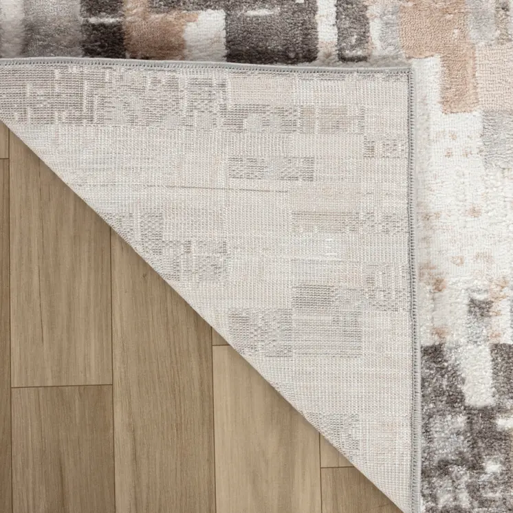 7' X 10' Cream and Brown Abstract Distressed Area Rug