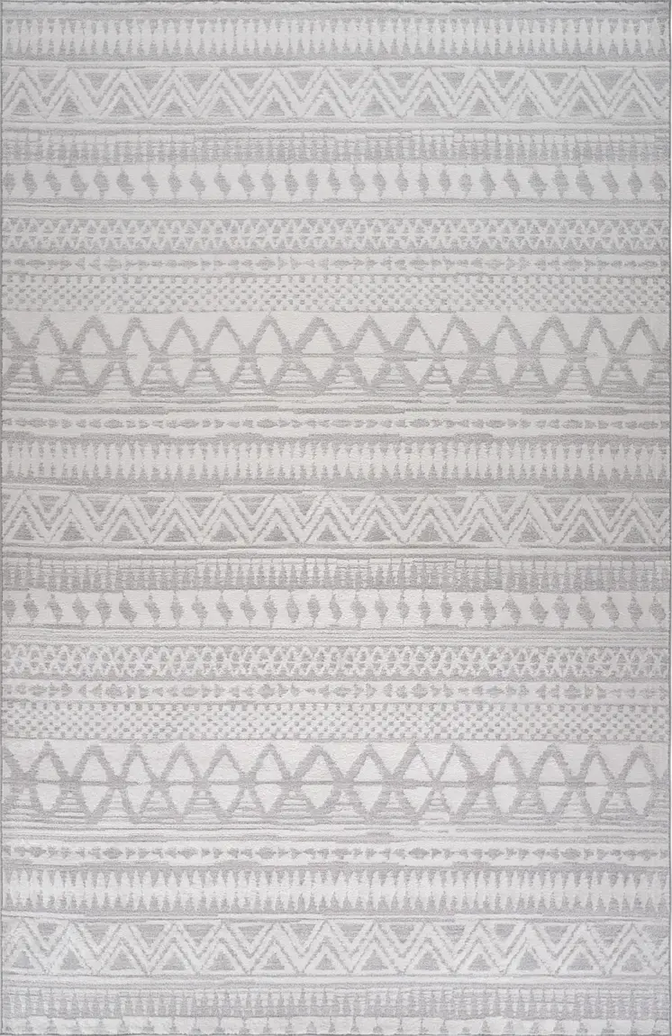 4' X 6' Gray and Cream Abstract Distressed Area Rug