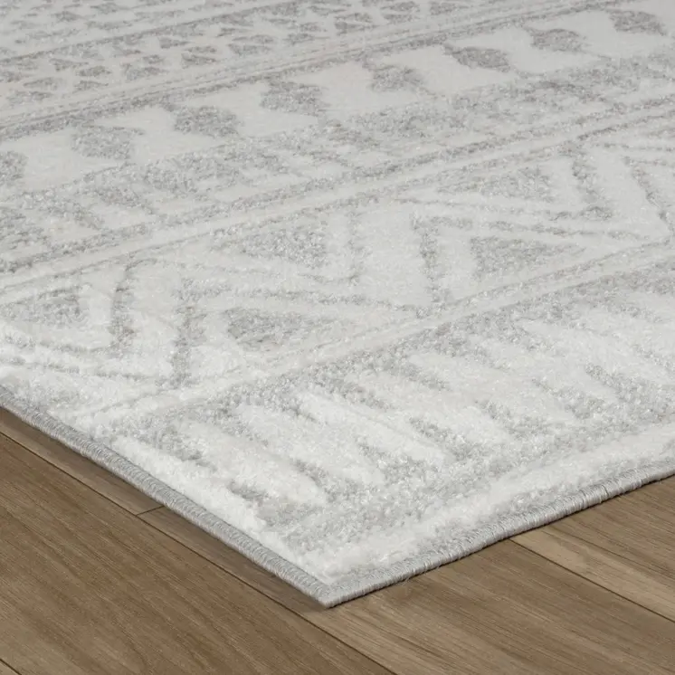7' X 10' Gray and Cream Abstract Distressed Area Rug