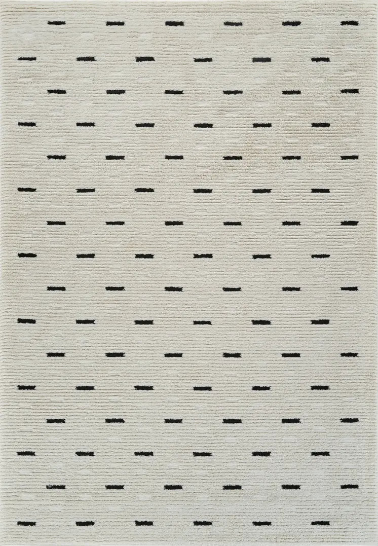5' X 8' Cream and Black Abstract Distressed Area Rug