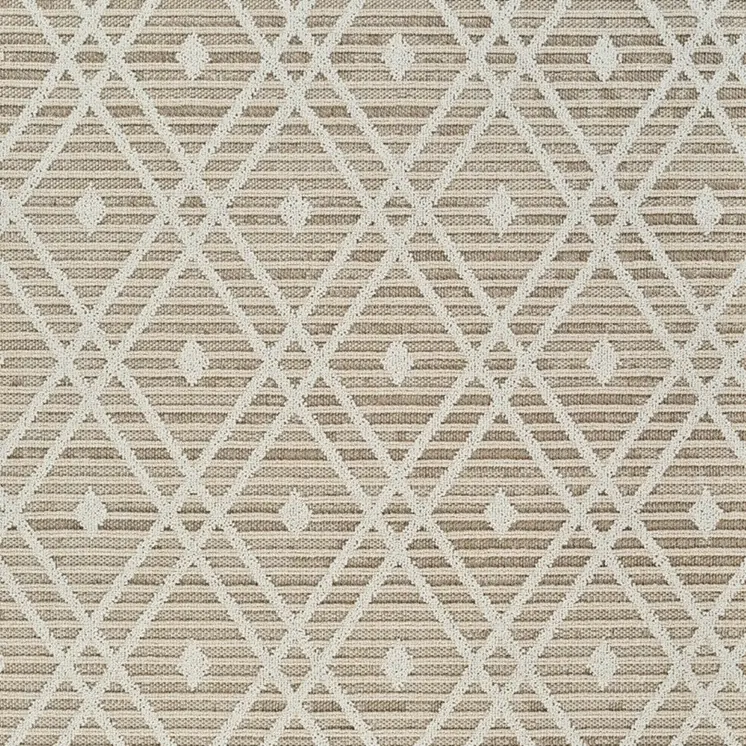 4' X 6' Cream and Brown Geometric Distressed Indoor Outdoor Area Rug
