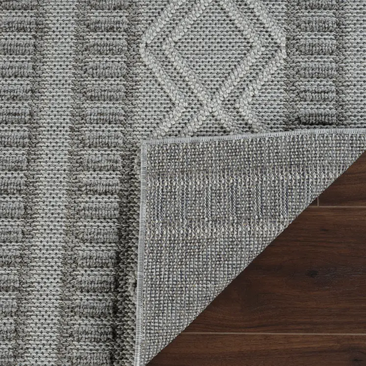 8' Beige And Gray Striped Distressed Indoor Outdoor Runner Rug