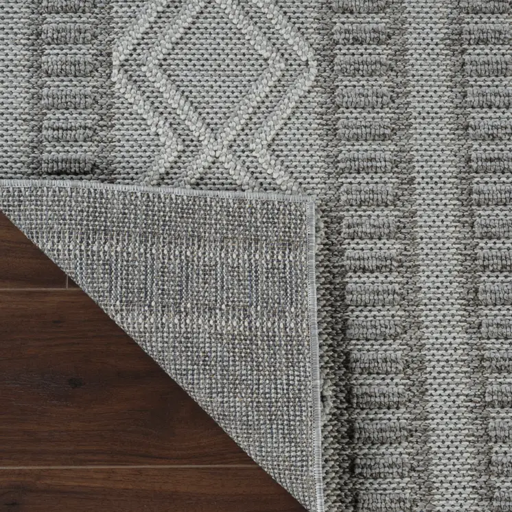 8' Beige And Gray Striped Distressed Indoor Outdoor Runner Rug