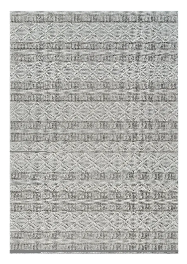 8' Beige And Gray Striped Distressed Indoor Outdoor Runner Rug