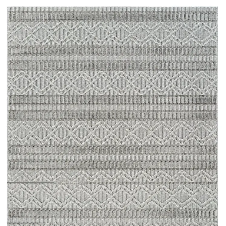 8' Beige And Gray Striped Distressed Indoor Outdoor Runner Rug