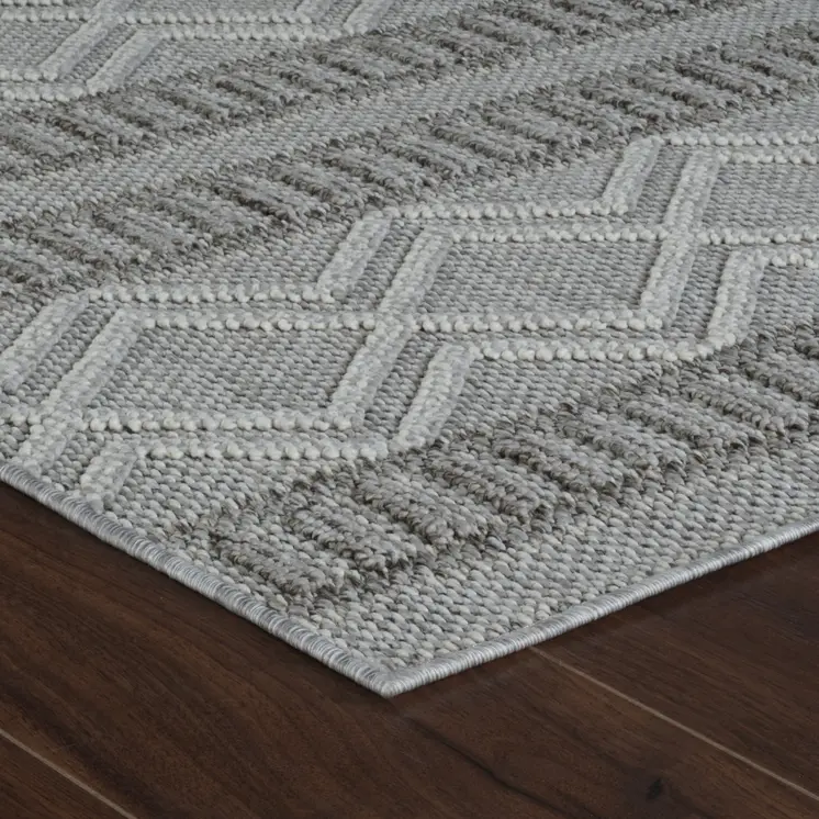 5' X 8' Beige And Gray Striped Distressed Indoor Outdoor Area Rug