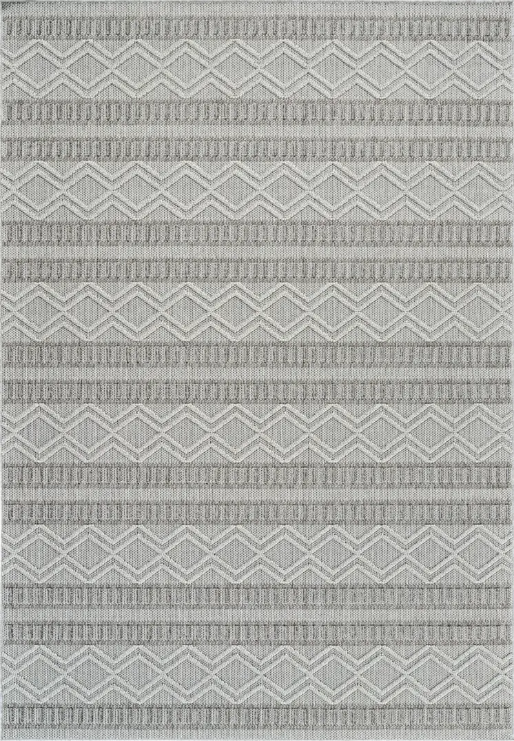 5' X 8' Beige And Gray Striped Distressed Indoor Outdoor Area Rug