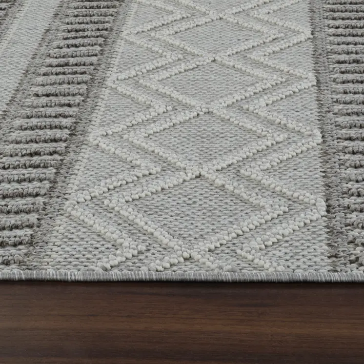 8' X 11' Beige And Gray Striped Distressed Indoor Outdoor Area Rug