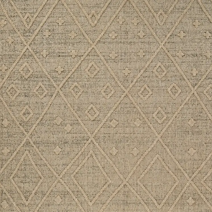 8' X 11' Beige and Brown Geometric Distressed Indoor Outdoor Area Rug