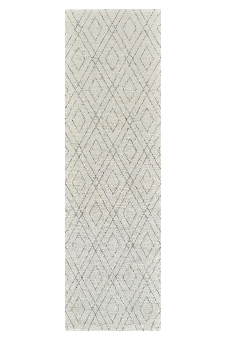 8' Beige and Gray Abstract Non Skid Runner Rug