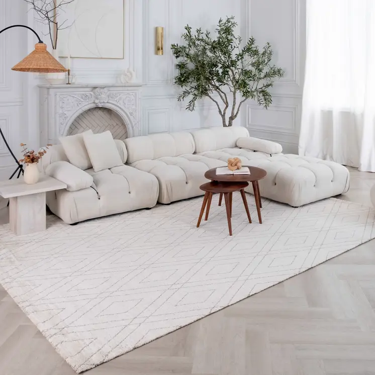 4' X 6' Beige and Gray Abstract Non Skid Area Rug