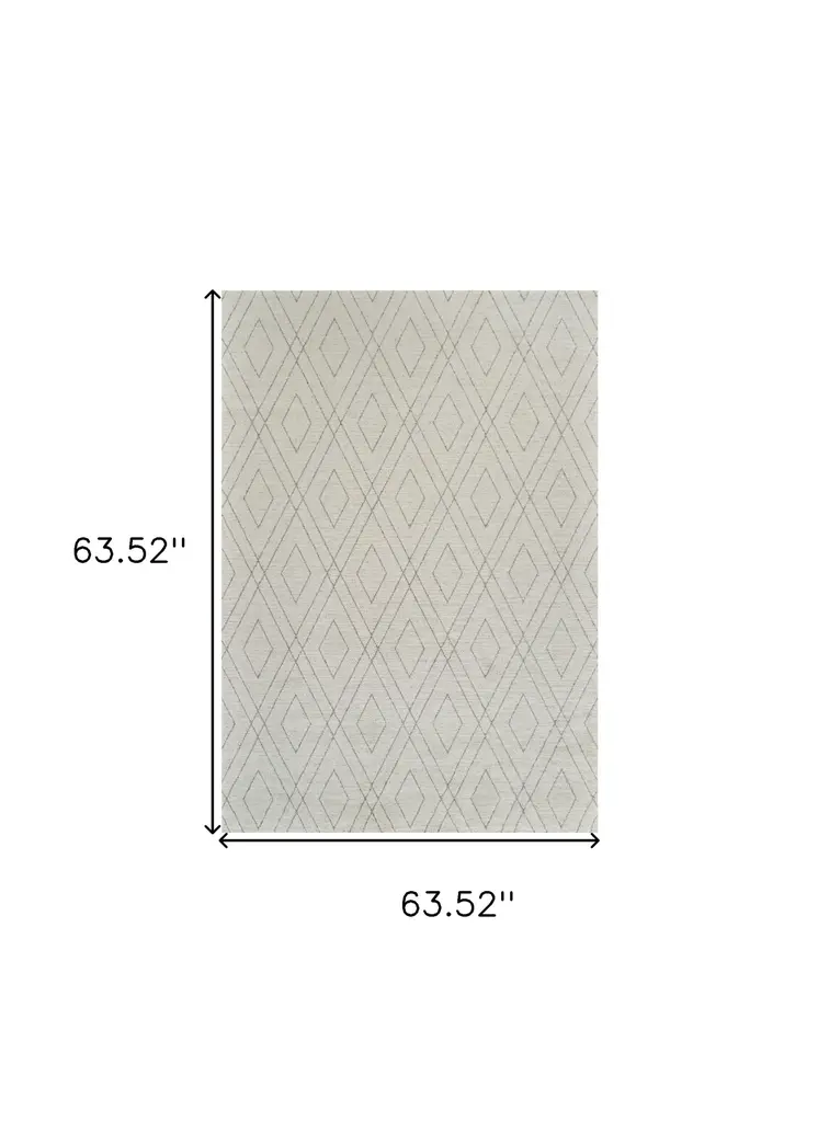 5' X 8' Beige and Gray Abstract Non Skid Area Rug