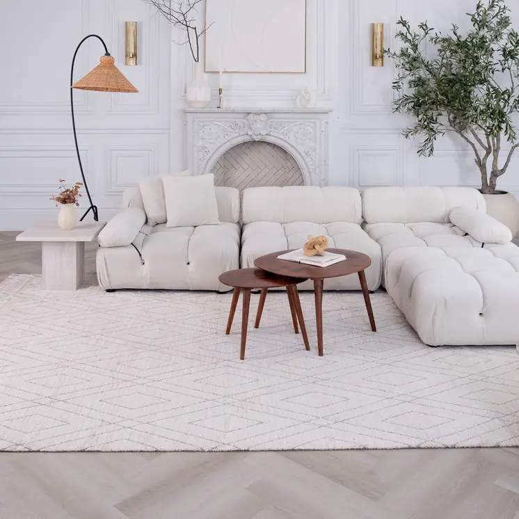 8' X 11' Beige and Gray Abstract Non Skid Area Rug