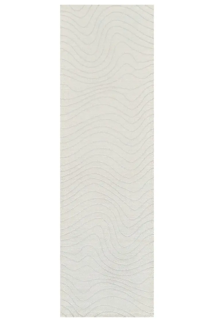 8' Cream and Beige Abstract Non Skid Runner Rug