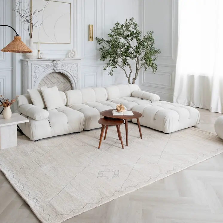 7' X 10' Cream and Beige Abstract Non Skid Area Rug