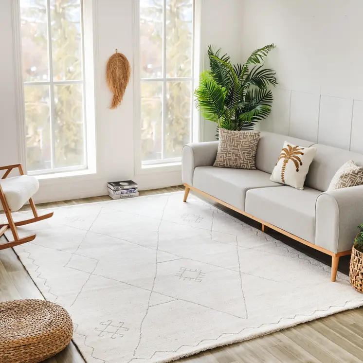 7' X 10' Cream and Beige Abstract Non Skid Area Rug