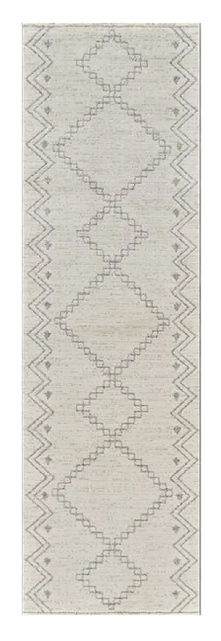 8' Cream And Beige Abstract Distressed Runner Rug