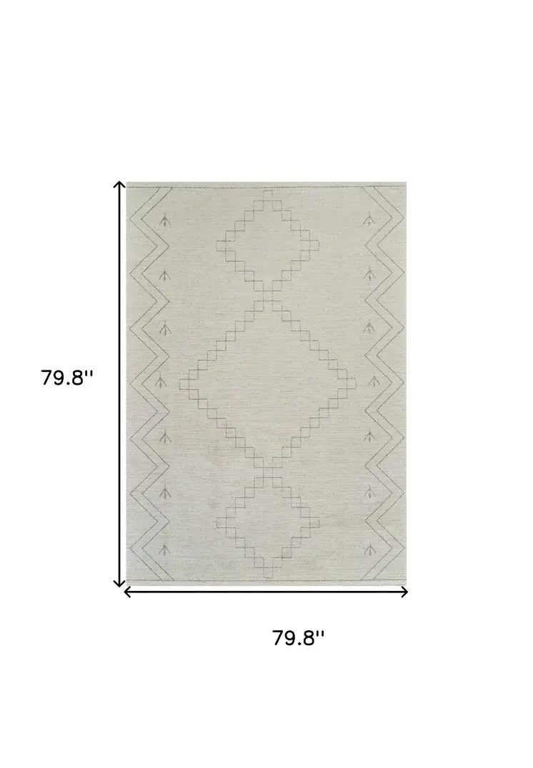 7' X 10' Cream and Beige Abstract Distressed Area Rug