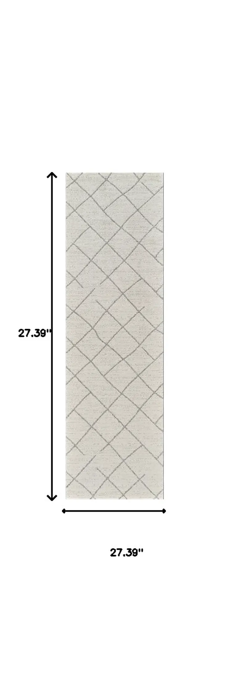 8' Cream And Beige Abstract Distressed Runner Rug