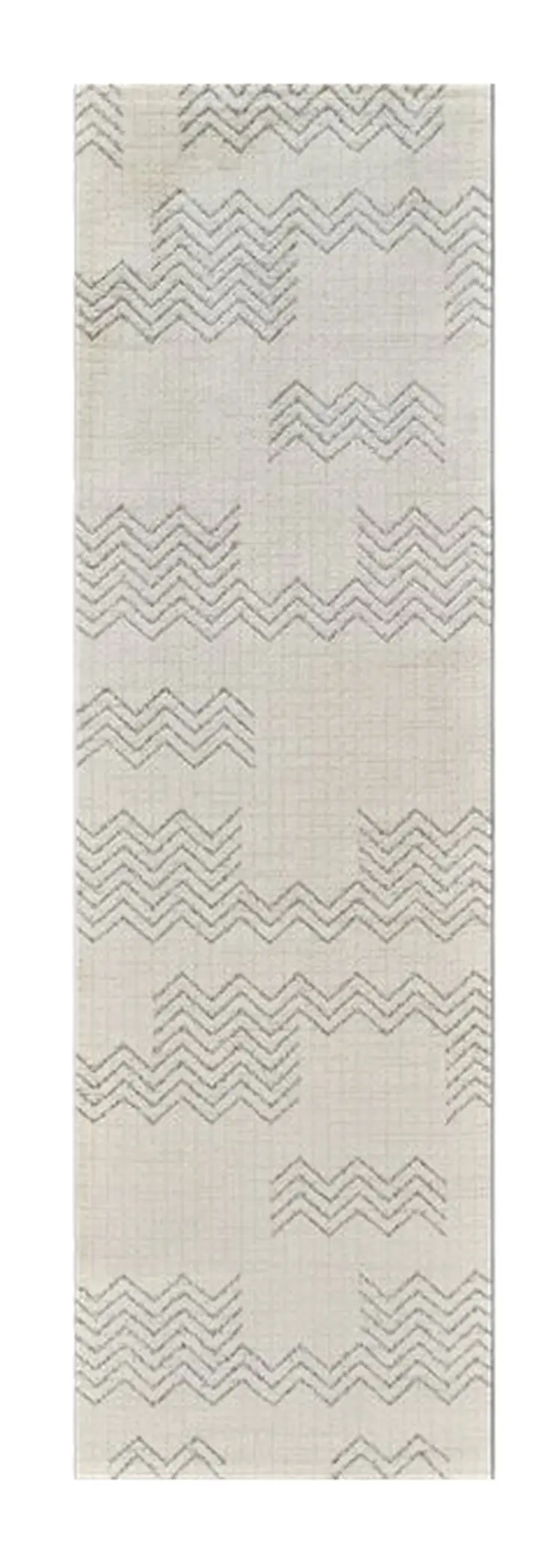 8' Cream And Beige Abstract Distressed Runner Rug