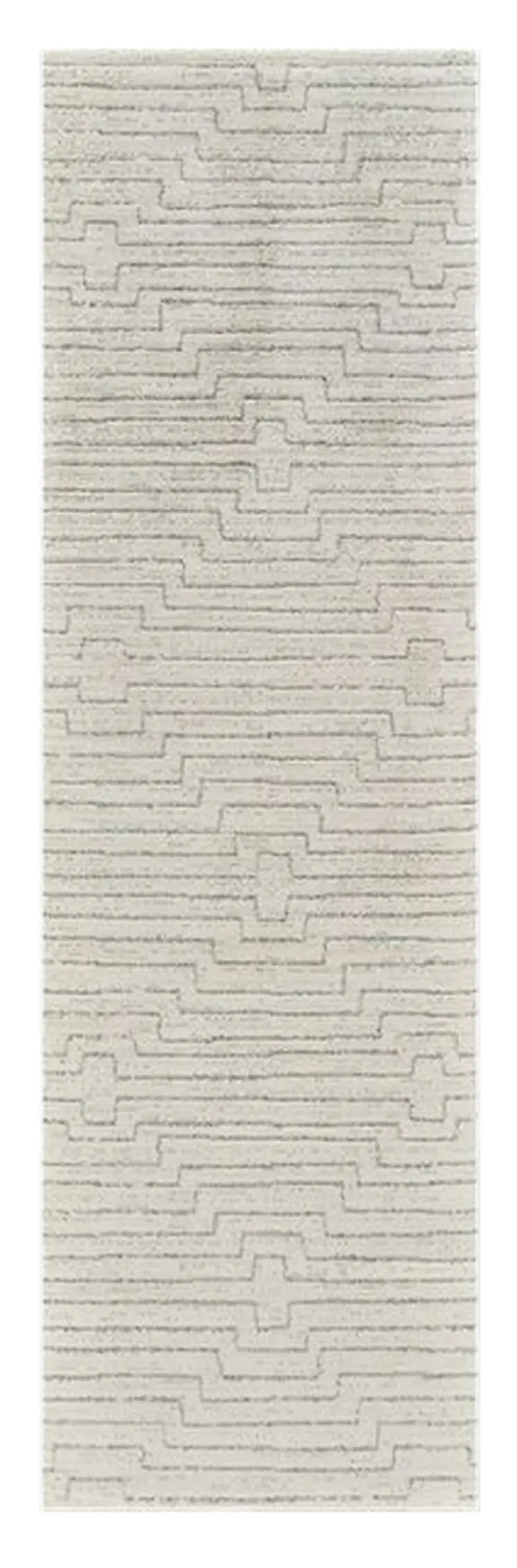 8' Cream And Beige Abstract Distressed Runner Rug