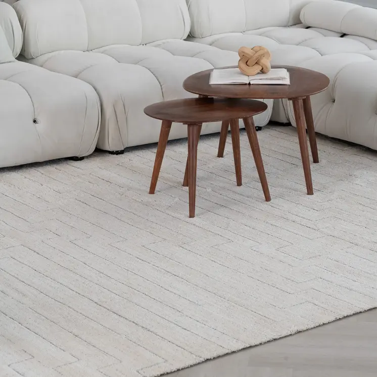 5' X 8' Cream and Beige Abstract Distressed Area Rug