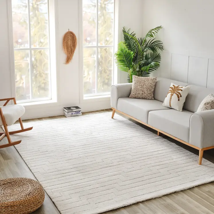 8' X 11' Cream and Beige Abstract Distressed Area Rug