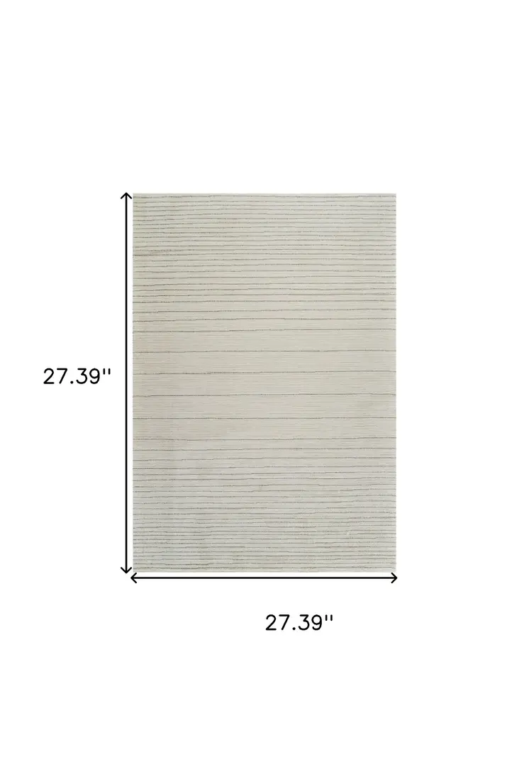 8' Cream and Beige Abstract Non Skid Runner Rug