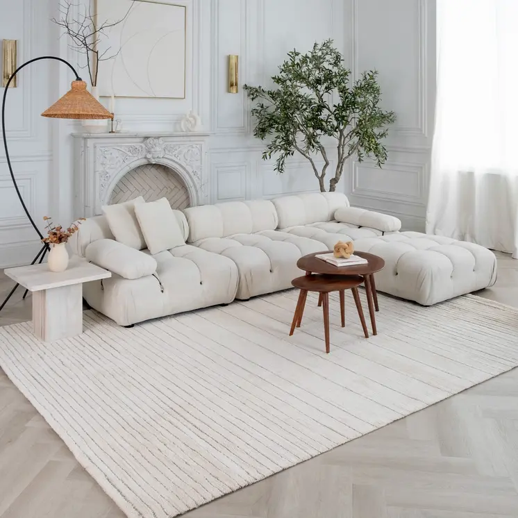 7' X 10' Cream and Beige Abstract Non Skid Area Rug