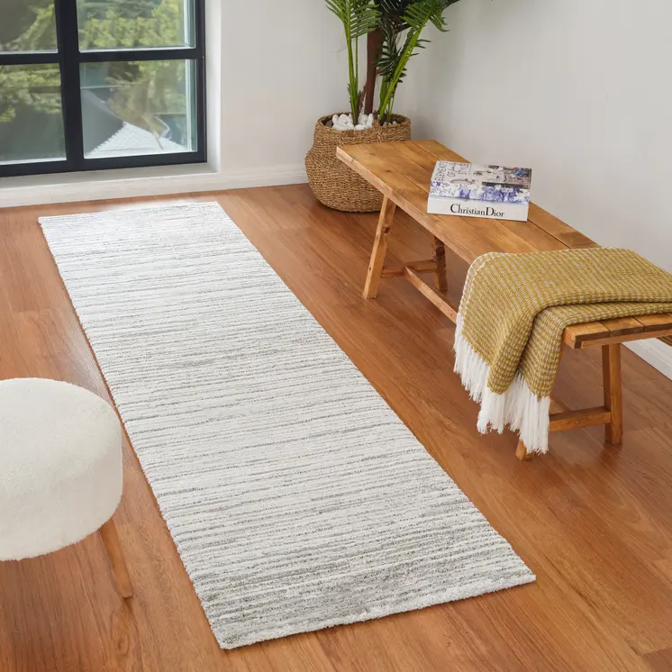 8' Gray Abstract Non Skid Runner Rug