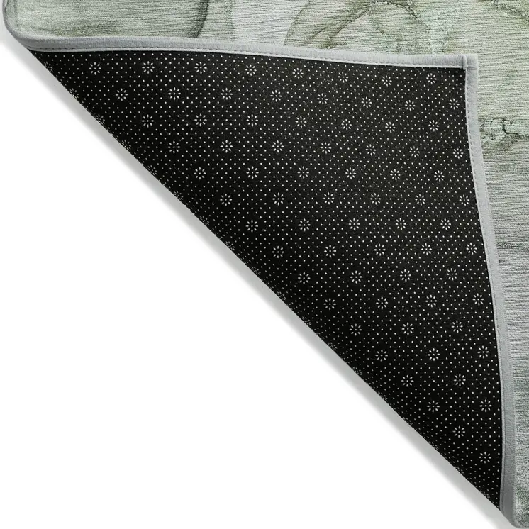 10' X 14' Green Abstract Washable Non Skid Indoor Outdoor Area Rug