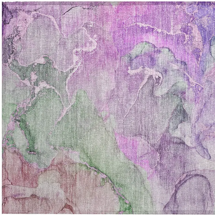 2' X 3' Purple Abstract Washable Non Skid Indoor Outdoor Area Rug