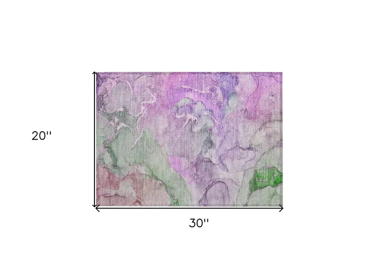2' X 3' Purple Abstract Washable Non Skid Indoor Outdoor Area Rug