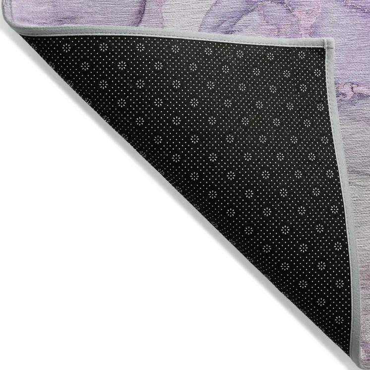 8' Round Purple Round Abstract Washable Non Skid Indoor Outdoor Area Rug