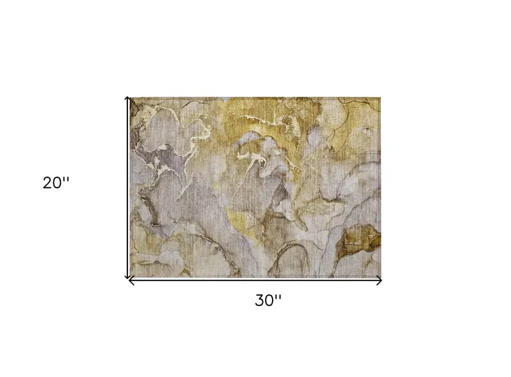2' X 3' Taupe Abstract Washable Non Skid Indoor Outdoor Area Rug
