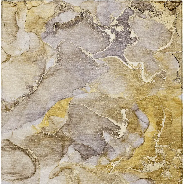 3' X 5' Taupe Abstract Washable Non Skid Indoor Outdoor Area Rug