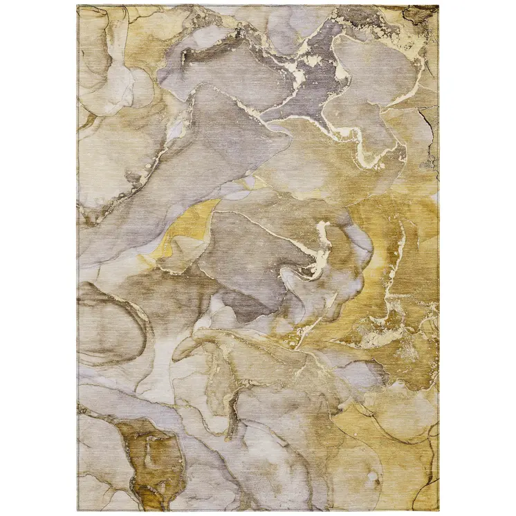 10' X 14' Taupe Abstract Washable Non Skid Indoor Outdoor Area Rug