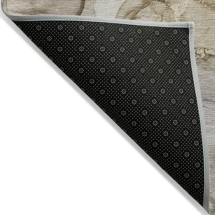 10' X 14' Taupe Abstract Washable Non Skid Indoor Outdoor Area Rug