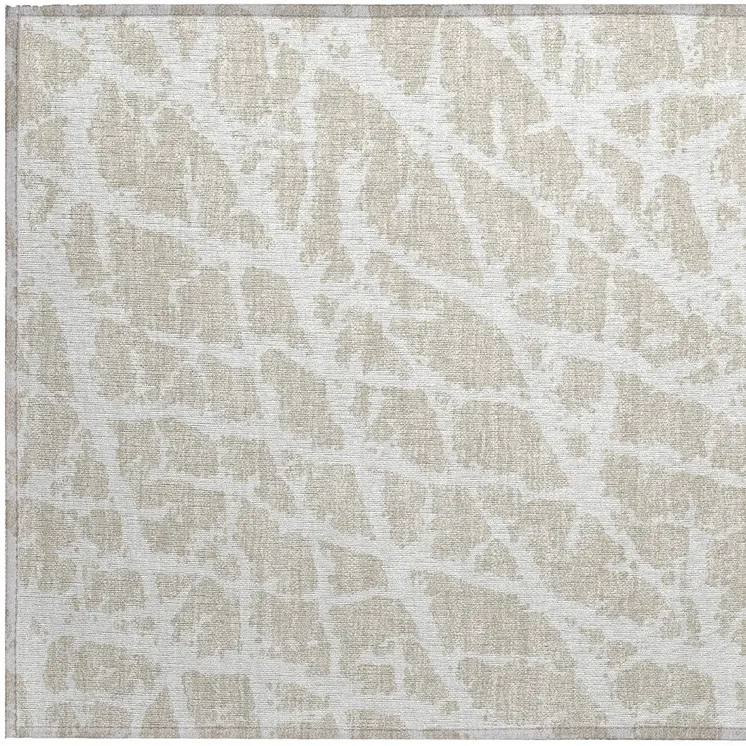 2' X 3' Beige and Ivory Abstract Washable Non Skid Indoor Outdoor Area Rug