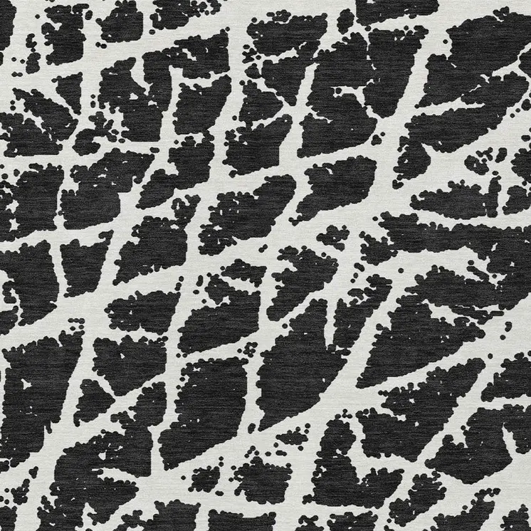 3' X 5' Black and White Abstract Washable Non Skid Indoor Outdoor Area Rug