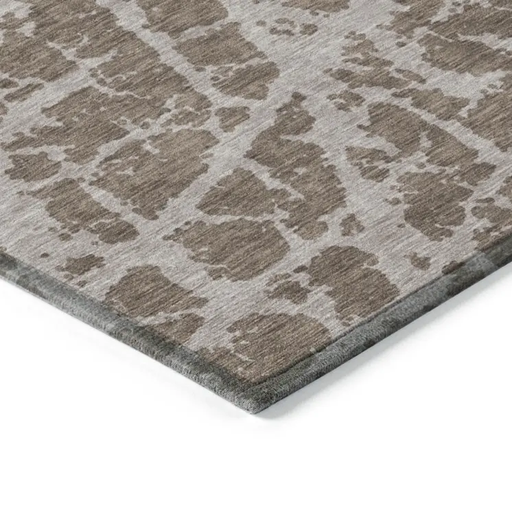 10' X 14' Brown Abstract Washable Non Skid Indoor Outdoor Area Rug