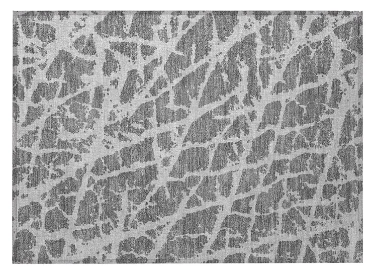 2' X 3' Charcoal Abstract Washable Non Skid Indoor Outdoor Area Rug