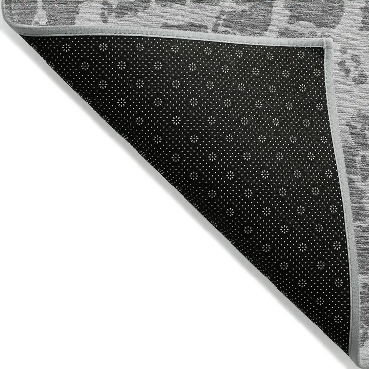 8' X 10' Charcoal Abstract Washable Non Skid Indoor Outdoor Area Rug