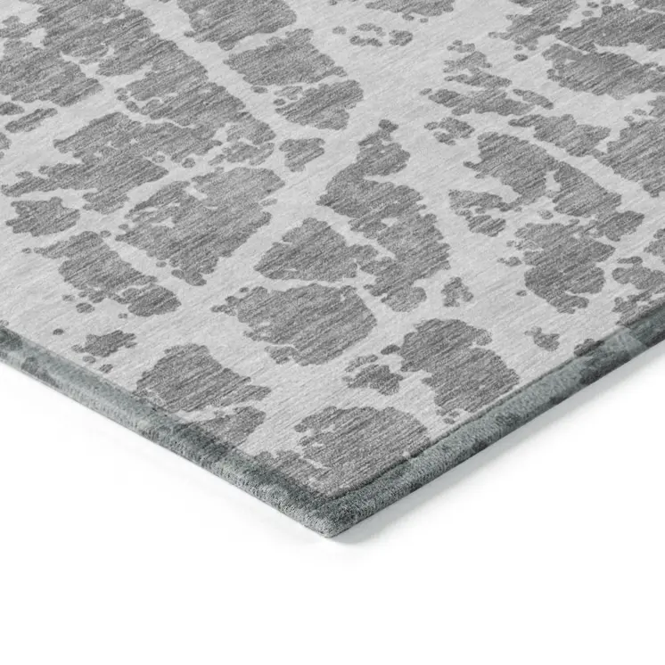 8' X 10' Charcoal Abstract Washable Non Skid Indoor Outdoor Area Rug