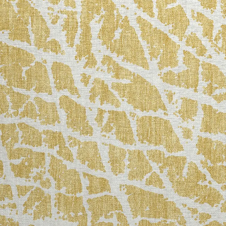 2' X 3' Gold and White Abstract Washable Non Skid Indoor Outdoor Area Rug