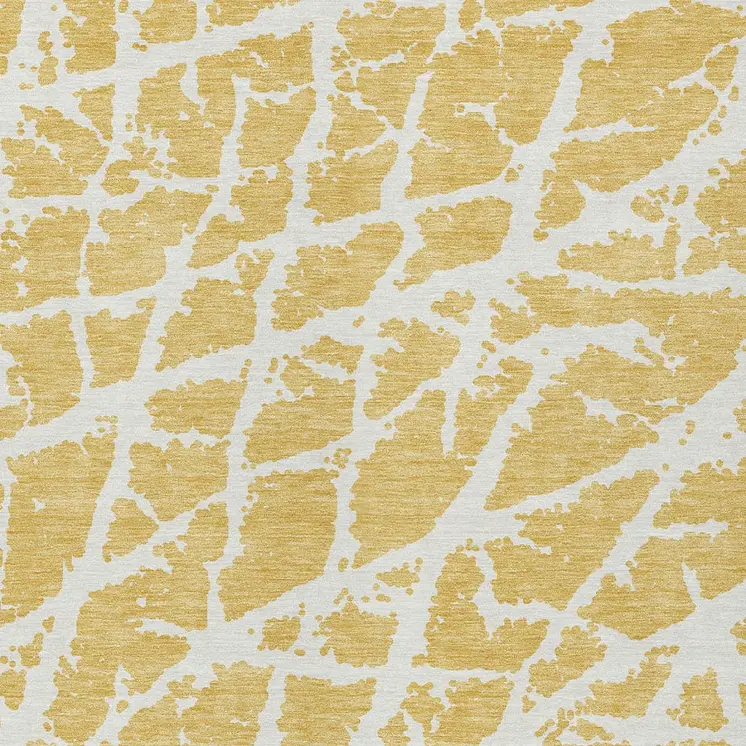 3' X 5' Gold and White Abstract Washable Non Skid Indoor Outdoor Area Rug