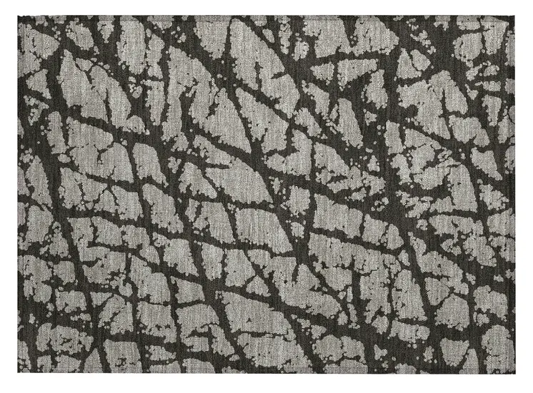 2' X 3' Gray and Black Abstract Washable Non Skid Indoor Outdoor Area Rug