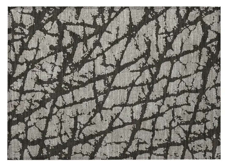 2' X 3' Gray and Black Abstract Washable Non Skid Indoor Outdoor Area Rug